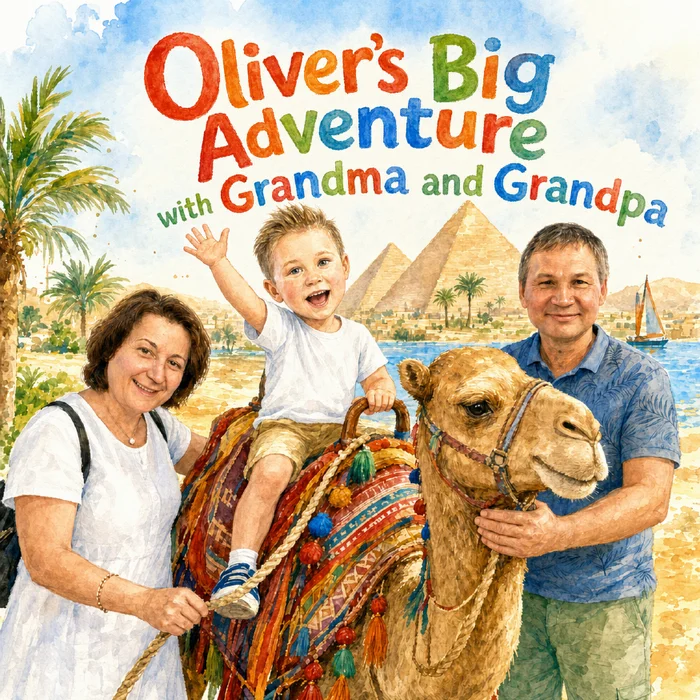 Cover of the demo book “Oliver's Big Adventure with Grandma and Grandpa”